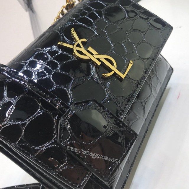 YSL专柜款女包 聖羅蘭經典款復古龜紋壓花鏈條包 YSL肩背斜挎包 441972  jjh1066